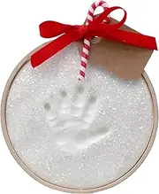 Child to Cherish Glitter Baby Handprint First Christmas Ornament Kit with Wooden Ring