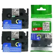 2/Pack 18mm Black on Matte Clear for P-touch Model PT1950, PT-1950 Label Maker