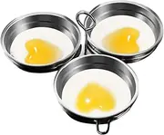 Poached Egg Cooker, Stainless Steel Egg Poacher, 3-Cup Poached Egg Cooker, Nonstick Egg Poacher Cups, Egg Poaching Pan with Rack and Handle for Microwave Oven Stovetop, Heart-shape, Egg Poacher Pan