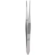 Set of 12 Eye Dressing Forceps, 4" (10.2 cm), Straight Serrated Tips, 1 mm Wide