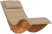 Sun Lounger, Sun Lounge Camping Chair Outdoor Chaise Lounge Rocking with Cushion Solid Wood Acacia