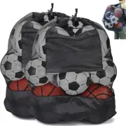 2 Pack Large Sports Ball Bag,Mesh Soccer Ball Bag，Heavy Duty Drawstring Bags Hol