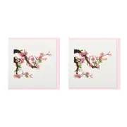 2x Boyle Handmade Paper 15x15cm Quilled Greeting Card w/ Envelope Blossom Branch