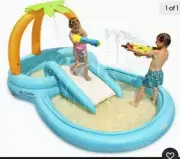 Sable Inflatable Play Center Wading Pool w Slide Kids Garden Backyard Sprinkler