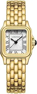 [CHEETAH] Small Ladies Watches for Women Analogue Quartz Womens Watch with Vintage Bracelet, Rectangular Case Roman Dial Digital Waterproof Wrist Watch for Women Girls