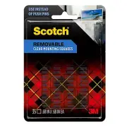 Scotch Removable Small Mounting Squares 0.68" x 0.68" Clear 35/Pack 840/Carton