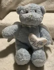 Baby Gund God Bless Baby Angel Bear Blue 10in Soft Plush 5803 White Satin Wings