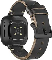 Soft Horween Leather Watch Band Compatible with Fitbit Versa 3 / Versa 4 / Fitbit Sense/Sense 2 for Men.