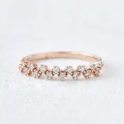 Zig Zag Round Moissanite Engagement Ring Wedding Band VVS 925 Sterling Silver