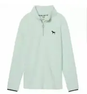 Victoria's Secret VS PINK Sherpa Boyfriend Quarter Zip Pullover Mint Green M NWT