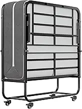 SunsGrove Twin Folding Bed with Mattress, 75" x 38" Folded Bed, Rollaway Bed Guest Bed Portable Foldable Extra Bed for Adults, Fold up Bed with 5" Memory Foam Mattress, Space-Saving Sturdy Metal Frame