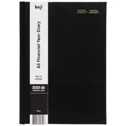 Keji A5 Day To Page Hard Cover Diary FY25/26 Black