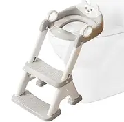 Baby Toilet Seat - Adjustable Height 2-in-1 Potty Seat with Step Stool - Foldable Baby Tools Non-Slip Kids Trainer for Little Girls
