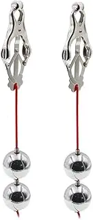 XIONGHAO 1 Pair of Stainless Steel Nipple Clamps with Weighted Balls, Sexy Nipple Clamps Set Nipple Ball Stretcher Clitoris Labia Clamps Breast Clip SM Bondage Erotic Sex Toys for Women