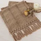 Brown Table Runner Boho Burlap Coffee Table Runner with Tassels 72 Inches Lon...