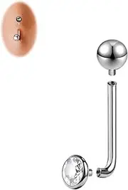 [BodyAce] 14G Solid Titanium Christina Piercings Barbell, Internally Threaded L Bent VCH Ring Christina Barbells, Vertical Hood Belly Bars Christina Jewellery