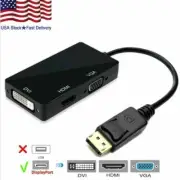 100X 3in1 Displayport DP Male To HDMI/DVI/VGA Female Adapter Converter Cbl 1080P