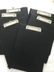 Set of 6 Black A4 PVC Clipboard Folders with Storage - NEW - FREE POSTAGE