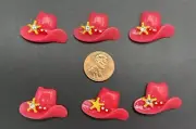6 Pink Cowgirl Hats Resin Flatback Cabochons Made with Swarovski Crystals