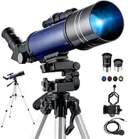 Telescopes Astronomy Portable Monocular Telescope with Adjustable Tripod Phone Adapter 4 Moon Filter, Refractor Telescop