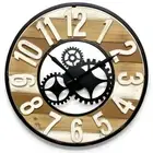 NEW Harlow Metal and Wood Panels Gears Wall Clock, 60cm