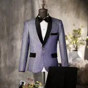 Men's Performance Costumes One Button Coat Pants Sequined Suits Formal Plus Size