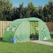 Greenhouse with Steel Frame - Green 8 m²: 4x2x2 m - Outdoor Garden Igloo Tent, Durable PE Cover and Sturdy Frame,Easy Access with Roll-Up Door and Windows,Perfect for Winter Fruit and Vegetable Growth