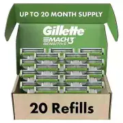 Gillette Mach3 Sensitive Mens Razor Blade Refills 20 Count Designed for Skin