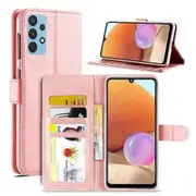 For Samsung Galaxy A32 4G Case SupRShield Wallet Card Leather Flip Magnetic Stand Phone Cover (Rose Gold)