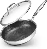 10.5 inches Frying Pan Nonstick 2.5 Qt Deep Non Stick Stainless Steel Silver