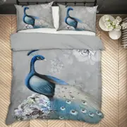 3D Blue Peacock 202 Bed Pillowcases Quilt King Single Size