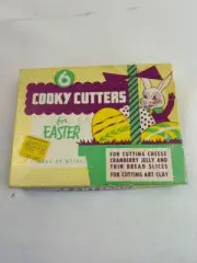 Vintage 1950s Metal Cooky Cutters for Easter Box Set of 6 Cookie Cutters