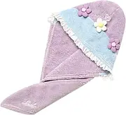 VICASKY Cute Flower Hair Drying Hat for Women Fleece Cap with Quick Drying Water Absorption Stylish Turban Towel for Wet Hair Comfortable Design