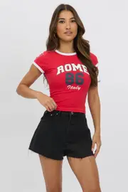 Red Graphic Tee Short Sleeve - Size 12M, Women's Graphic Tee