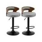 Bar Stools Gas Lift Swivel Wooden Grey x2