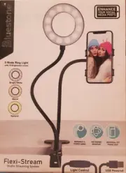 Bluestone 3 Mode Ring Light (new) with Clip Mount and 360° Phone Bracket - Black