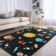 Kids Carpet Outer Space Rug, Solar System Playmat 3x5 FT, Fun Game Boy Girl Kids Rug Carpet for Children Bedroom, Space Area Floor Mat for Living Room Nursery Room Toddler Classroom Decor