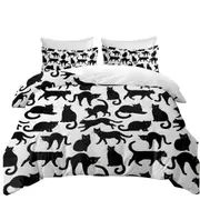 Multi Colored Eyes Black Cat Pattern Quilt Cover