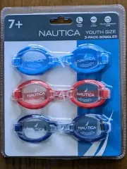 NAUTICA Youth 3 Pack Goggles 7+ / Latex Free PVC Strap Polycarbonate Lens