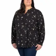 Hilary Radley Ladies' Long Sleeve Blouse Size: XL, Color: Black Floral