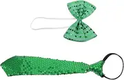 [AKOOSY] 1 Set St Patricks Day Sequin Bows Holiday Party Bow Tie And Necktie Birthday Party Costume For Dance Dress Up Prop Accessory