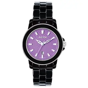 GOTO 彩妝系列精密陶瓷時尚手錶-黑x紫