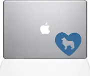 The Decal Guru Heart Collie Decal Vinyl Sticker, 11" MacBook Air, Light Blue