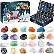 Crystal Advent Calendar 2024 for Kids,24 Days Natural Crystals Advent Calendar 2024, 24 Days To Christmas 2024 Countdown Calendar,Christmas Calendar Rock Collection Advent Gift (green)