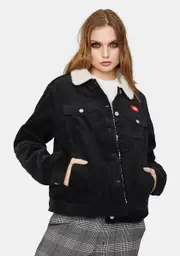 [Dickies Girl] Black Sherpa Lined Corduroy Jacket