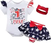 [Fairy Sassy] 4th of July Baby Girl Outfits First Independence Day Baby Girl Clothes Summer Romper Dress Shorts Set