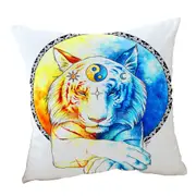 Inner Balance Oriental Sun Moon Tiger Cushion Cover