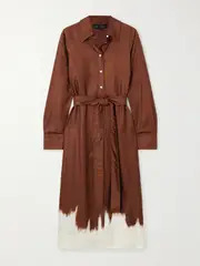 [Proenza Schouler] Proenza Schouler - Amaya Belted Silk Satin-twill Dress - Brown - US2 US 2 Brown