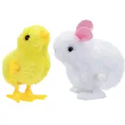 Easter Hopping Bunny & Chick Wind Up Clockwork Toy Egg Hunt Gift Childrens Prize
