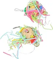 Happyyami Parrot Toys for Cockatiel Multi-Functional Bird Shredding Chew Toy Hanging Bird Cage Accessory Fun Foraging Toy